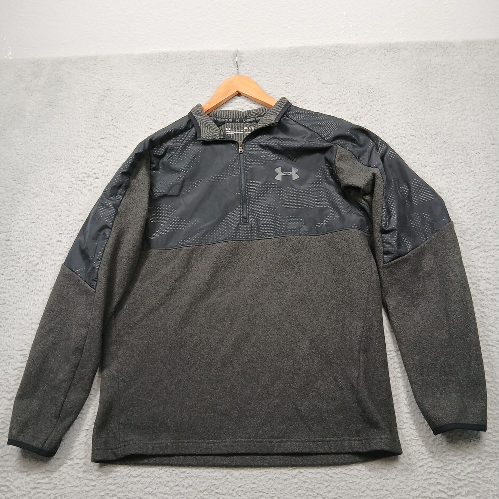 Under Armour ColdGear 1/4 Zip Pullover Men's M Gray Black Fleece